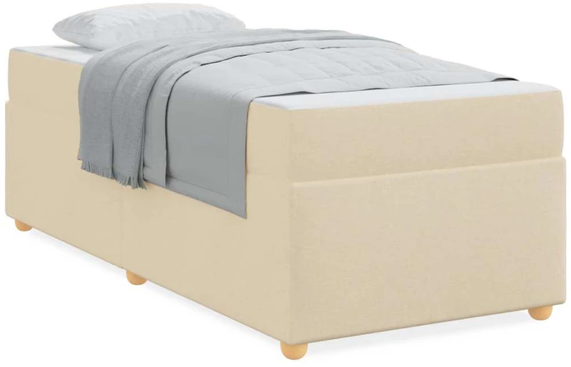 vidaXL Σκελετός Κρεβατιού με στρώμα Κρεμ 90 x 200 cm ύφασμα