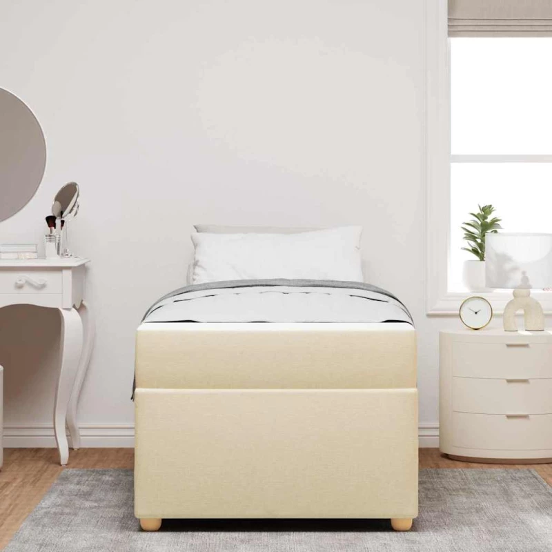 vidaXL Σκελετός Κρεβατιού με στρώμα Κρεμ 90 x 200 cm ύφασμα