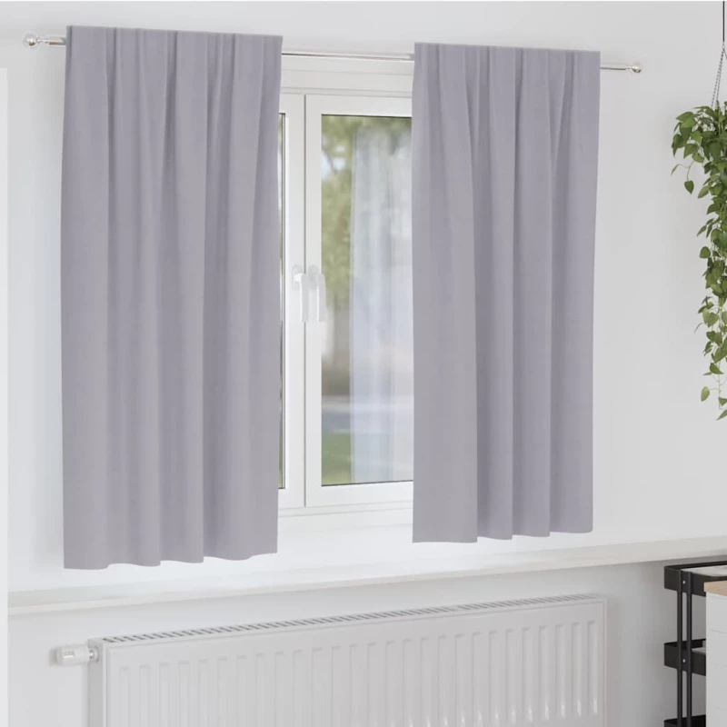 vidaXL Κουρτίνες με κουρτίνες 2 pcs Μεταλλικό Γκρι Πολυεστέρας