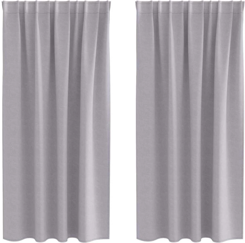 vidaXL Κουρτίνες με κουρτίνες 2 pcs Μεταλλικό Γκρι Πολυεστέρας