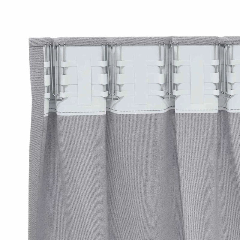 vidaXL Κουρτίνες με κουρτίνες 2 pcs Μεταλλικό Γκρι Πολυεστέρας