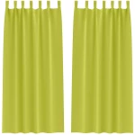 vidaXL Κουρτίνες με κουρτίνες 2 pcs Λαχανί 245x140εκ. Πολυεστέρας