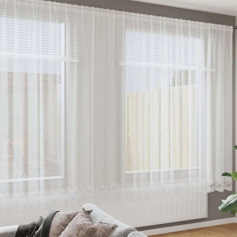 vidaXL Κουρτίνες με κουρτίνες Λευκό 500x100cm Πολυεστέρας