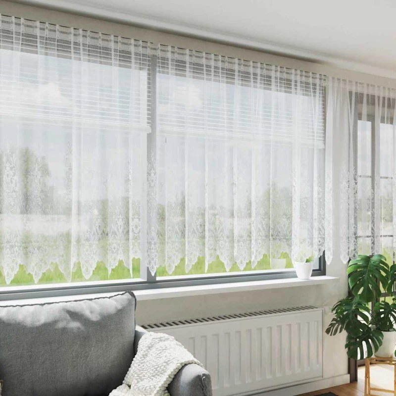 vidaXL Κουρτίνες με κουρτίνες Λευκό 500 x 200 cm Πολυεστέρας