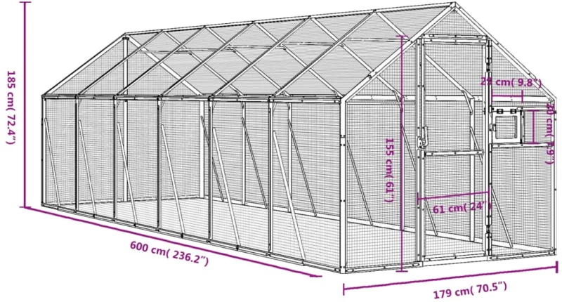 vidaXL Κλουβί Ανθρακί 1,79 x 6 x 1,85 μ. από Αλουμίνιο