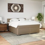 vidaXL Κρεβάτι Boxspring με Στρώμα Καπουτσίνο 180x200 εκ. Συνθ. Δέρμα