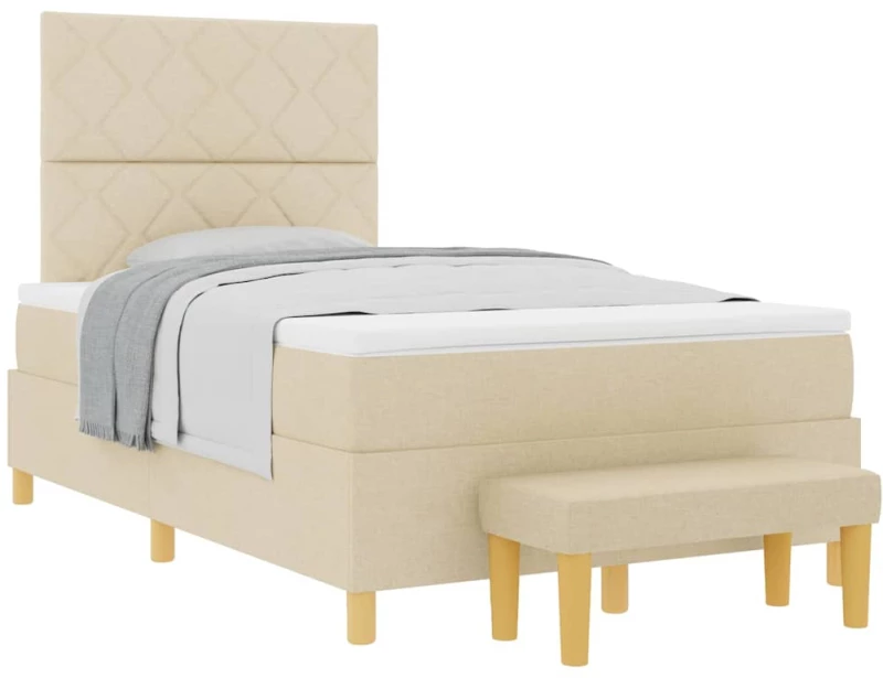 vidaXL Κρεβάτι με ελατήρια με στρώμα Κρεμ 120 x 190 cm ύφασμα