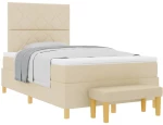 vidaXL Κρεβάτι με ελατήρια με στρώμα Κρεμ 120 x 190 cm ύφασμα