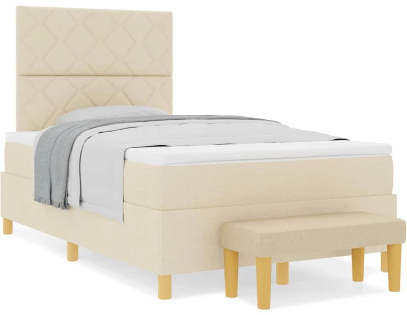 vidaXL Κρεβάτι με ελατήρια με στρώμα Κρεμ 120 x 190 cm ύφασμα