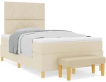 vidaXL Κρεβάτι με ελατήρια με στρώμα Κρεμ 120 x 190 cm ύφασμα