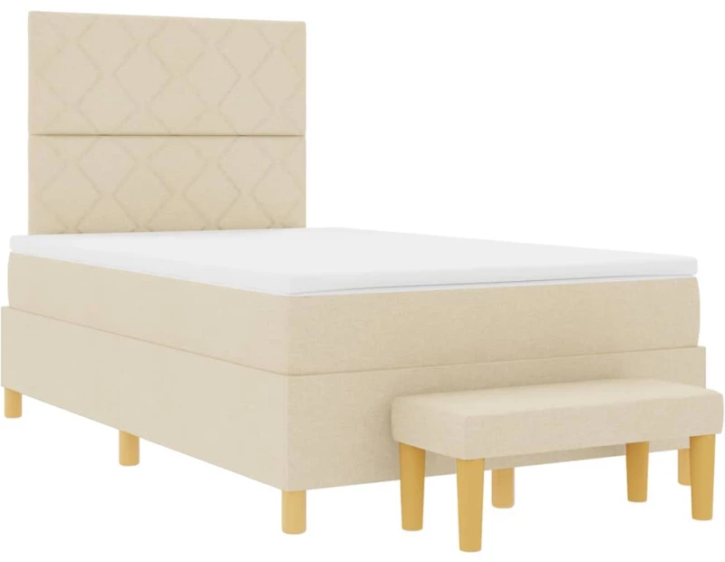 vidaXL Κρεβάτι με ελατήρια με στρώμα Κρεμ 120 x 190 cm ύφασμα