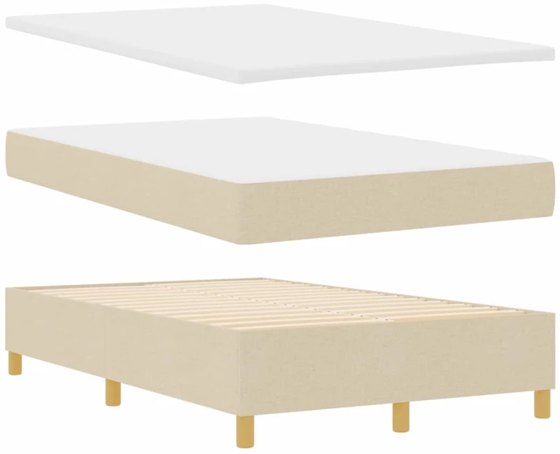 vidaXL Κρεβάτι με ελατήρια με στρώμα Κρεμ 120 x 190 cm ύφασμα