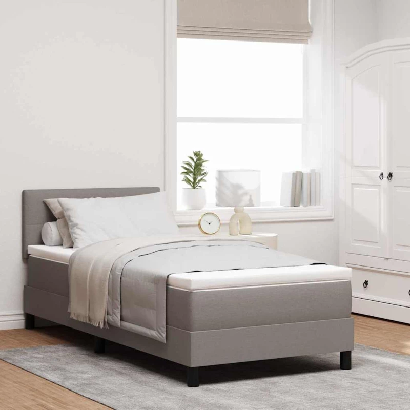 vidaXL Κρεβάτι box spring με στρώμα με στρώμα Taupe 90 x 190 cm ύφασμα