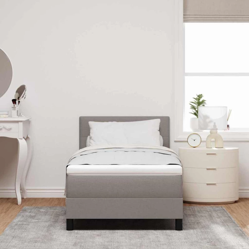 vidaXL Κρεβάτι box spring με στρώμα με στρώμα Taupe 90 x 190 cm ύφασμα