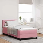 vidaXL Κρεβάτι με Ελατήρια και Στρώμα Ροζ 100 x 200 cm ύφασμα