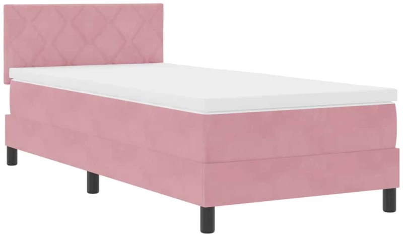 vidaXL Κρεβάτι με Ελατήρια και Στρώμα Ροζ 100 x 200 cm ύφασμα