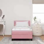 vidaXL Κρεβάτι με Ελατήρια και Στρώμα Ροζ 100 x 200 cm ύφασμα