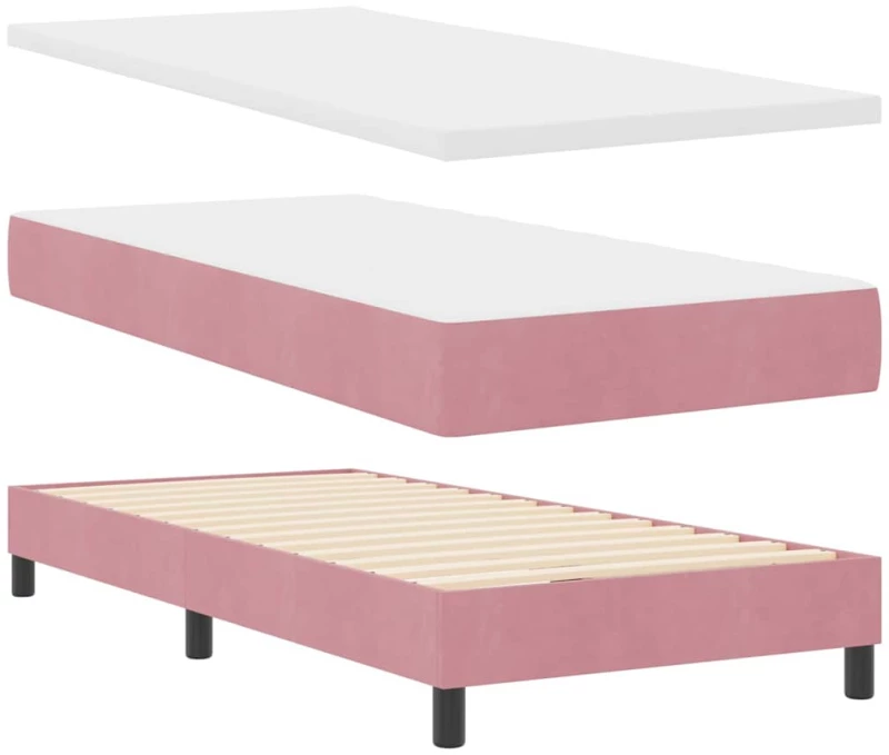 vidaXL Κρεβάτι με Ελατήρια και Στρώμα Ροζ 100 x 200 cm ύφασμα