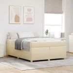 vidaXL Σκελετός Κρεβατιού με στρώμα Κρεμ 160 x 200 cm ύφασμα