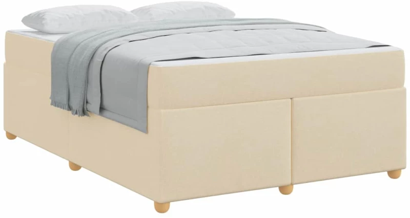 vidaXL Σκελετός Κρεβατιού με στρώμα Κρεμ 160 x 200 cm ύφασμα