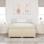 vidaXL Σκελετός Κρεβατιού με στρώμα Κρεμ 160 x 200 cm ύφασμα
