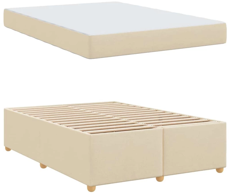 vidaXL Σκελετός Κρεβατιού με στρώμα Κρεμ 160 x 200 cm ύφασμα