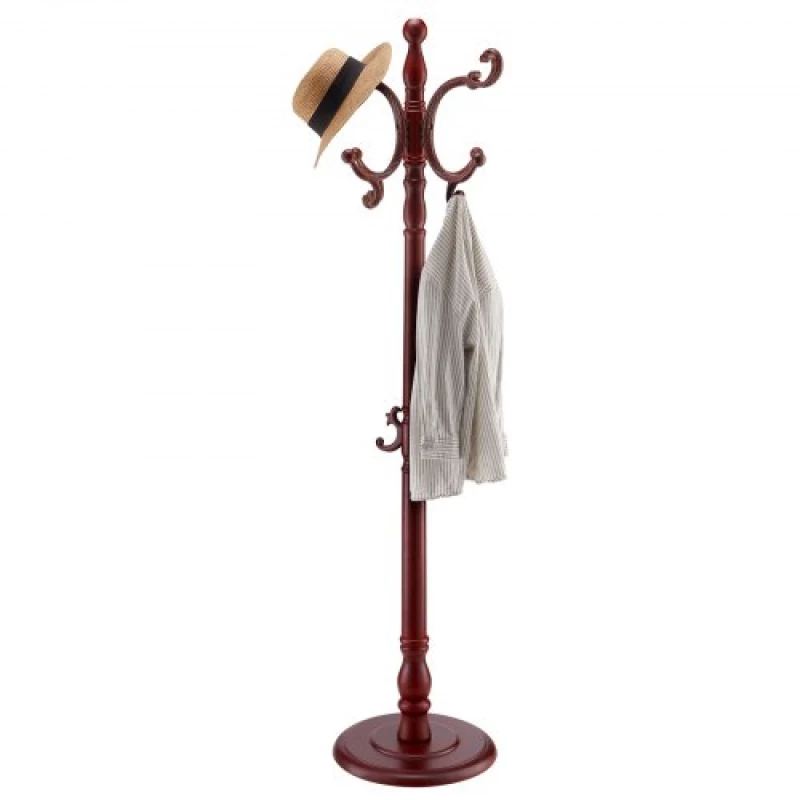 VEVOR Freestanding Coat Rack Wooden Coat Tree with Stable Large Base & 11 Hooks