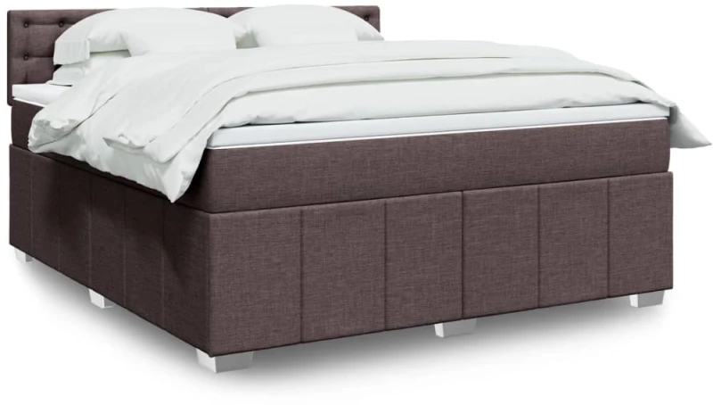 vidaXL Κρεβάτι Boxspring με Στρώμα Σκούρο Καφέ 180x200 εκ Υφασμάτινο