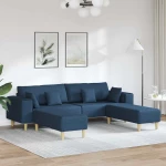 vidaXL Υφασμάτινος καναπές με μαξιλάρι Μπλε 208 εκ. ύφασμα