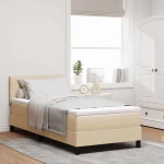 vidaXL Κρεβάτι με ελατήρια με στρώμα Κρεμ 90 x 190 cm ύφασμα