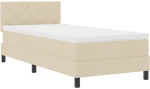 vidaXL Κρεβάτι με ελατήρια με στρώμα Κρεμ 90 x 190 cm ύφασμα