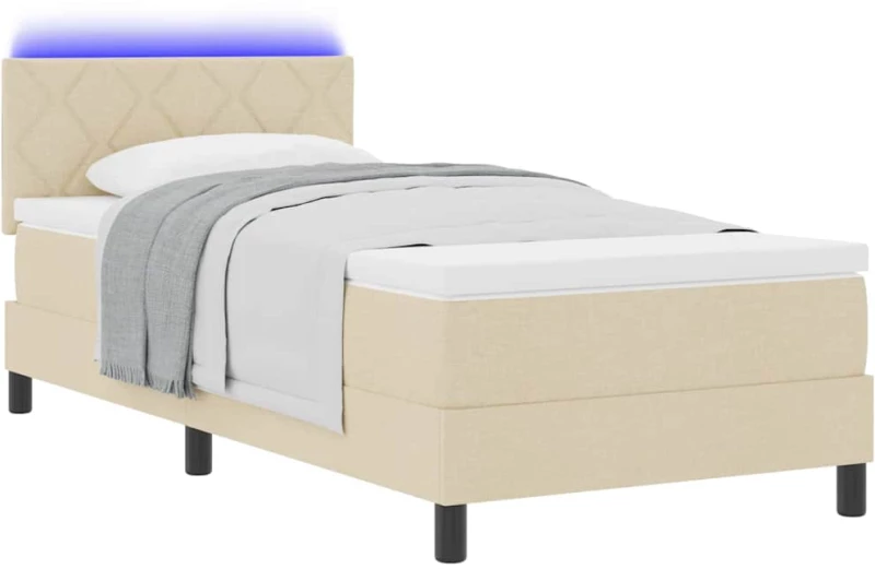 vidaXL Κρεβάτι με ελατήρια με στρώμα Κρεμ 90 x 190 cm ύφασμα