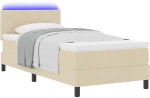 vidaXL Κρεβάτι με ελατήρια με στρώμα Κρεμ 90 x 190 cm ύφασμα