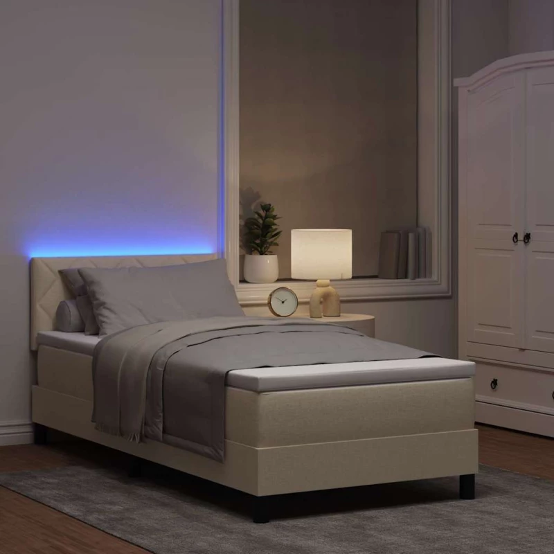 vidaXL Κρεβάτι με ελατήρια με στρώμα Κρεμ 90 x 190 cm ύφασμα