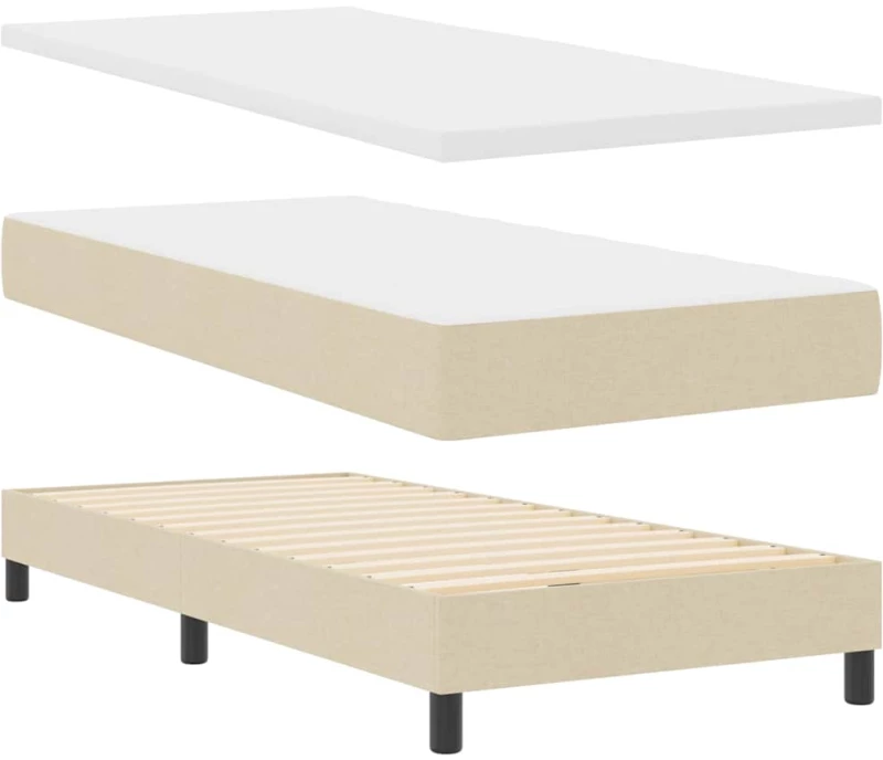 vidaXL Κρεβάτι με ελατήρια με στρώμα Κρεμ 90 x 190 cm ύφασμα