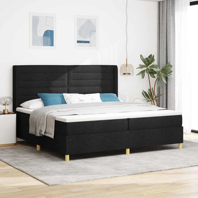 vidaXL Κρεβάτι με ελατήρια με στρώμα Μαύρο 200 x 200 cm ύφασμα