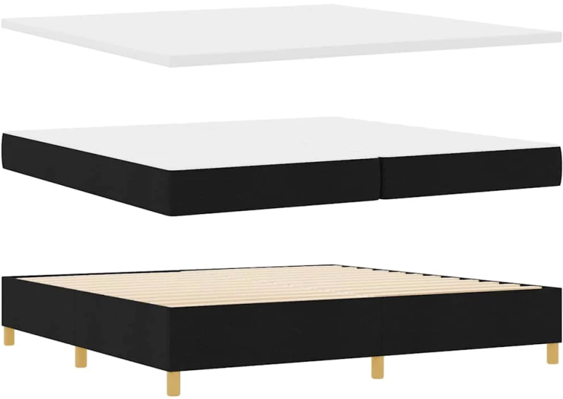 vidaXL Κρεβάτι με ελατήρια με στρώμα Μαύρο 200 x 200 cm ύφασμα