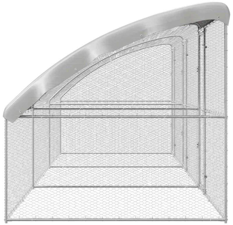 vidaXL Κλουβί για κότες Ασημί 600 x 200 x 198.5 εκ