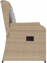 vidaXL Παγκάκι κήπου με μαξιλάρι 2 pcs Μπεζ Πολυ ράταν