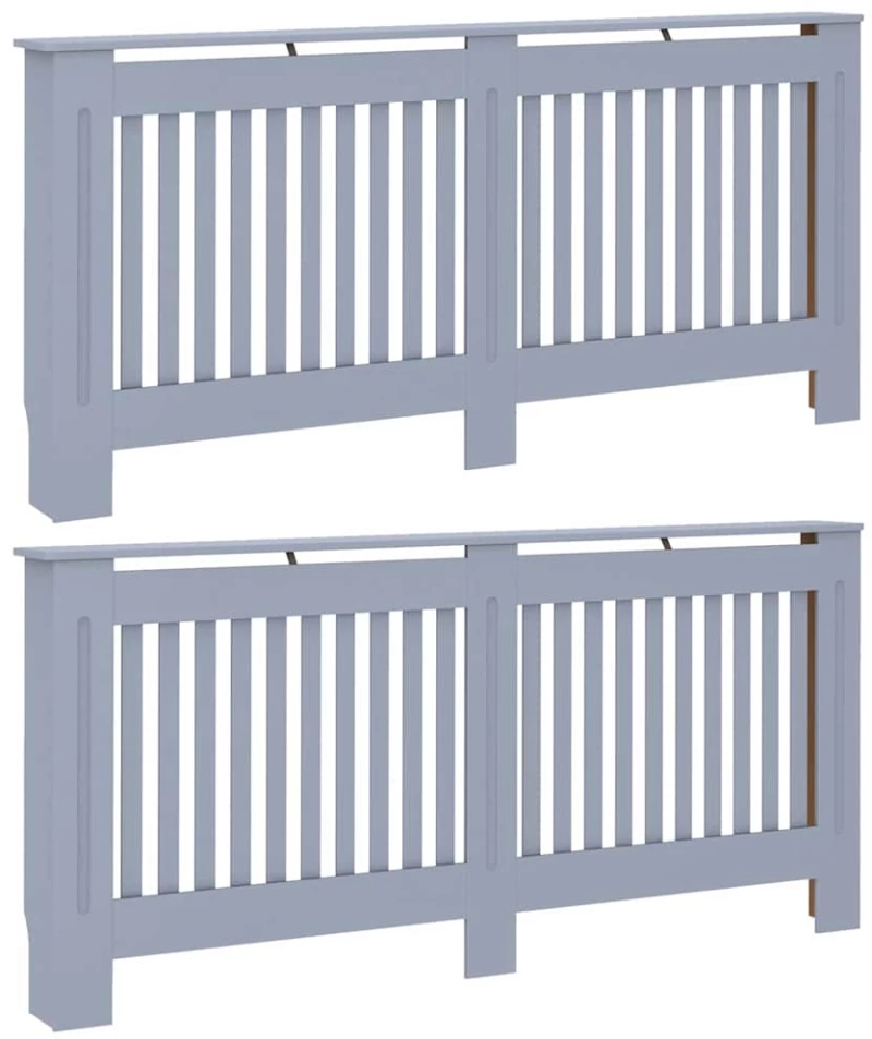 vidaXL Κάλυμμα καλοριφέρ 2 pcs Γκρι 112x19x81.5cm Συνθετικόξύλο