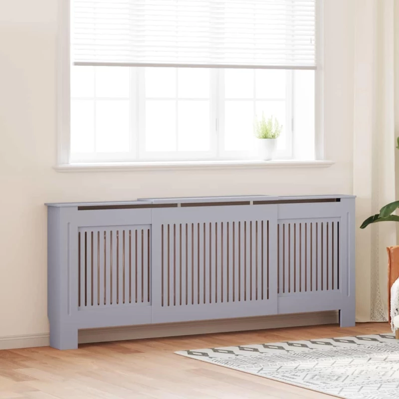 vidaXL Κάλυμμα καλοριφέρ 2 pcs Γκρι 112x19x81.5cm Συνθετικόξύλο