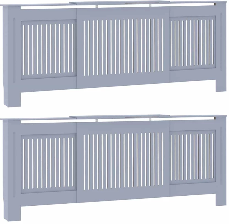 vidaXL Κάλυμμα καλοριφέρ 2 pcs Γκρι 112x19x81.5cm Συνθετικόξύλο
