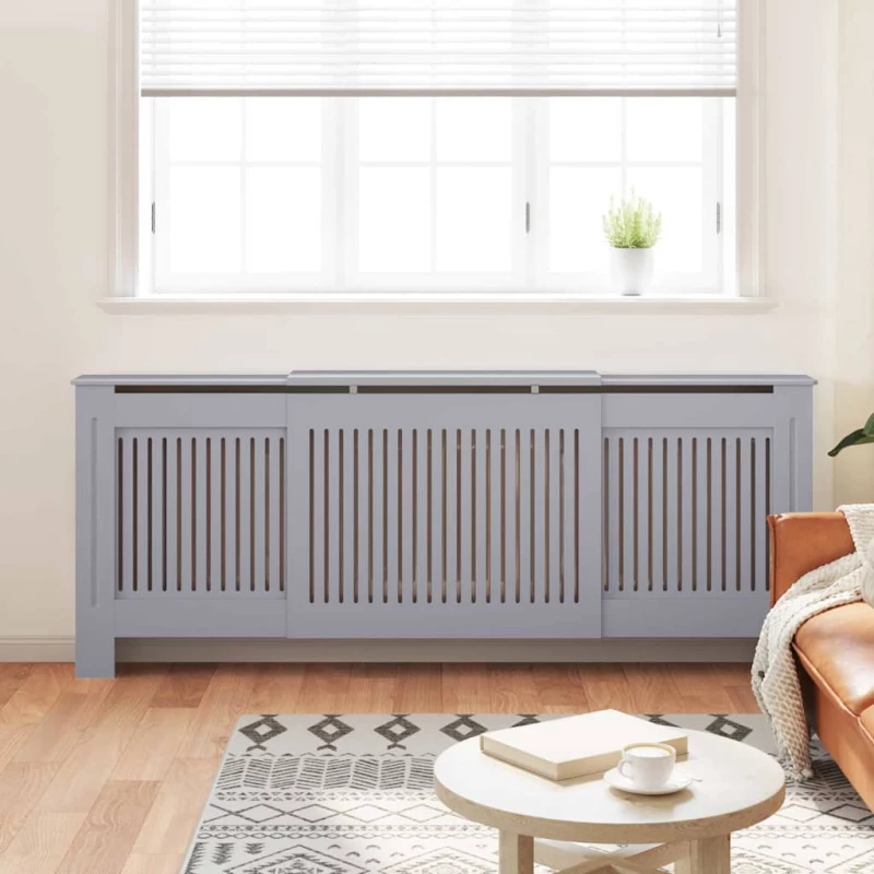vidaXL Κάλυμμα καλοριφέρ 2 pcs Γκρι 112x19x81.5cm Συνθετικόξύλο
