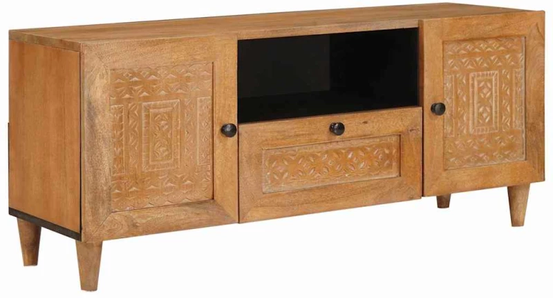 vidaXL Ντουλάπι TV Ανοιχτό καφέ 105 x 33 x 46 εκ Μασίφ ξύλο μάνγκο