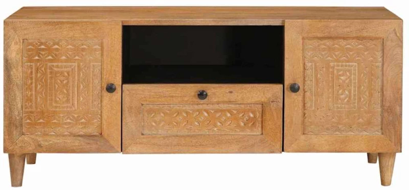 vidaXL Ντουλάπι TV Ανοιχτό καφέ 105 x 33 x 46 εκ Μασίφ ξύλο μάνγκο