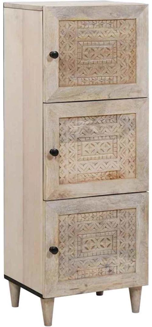 vidaXL Highboard με ράφι Λευκό 40 x 33 x 110 εκ Μασίφ ξύλο μάνγκο