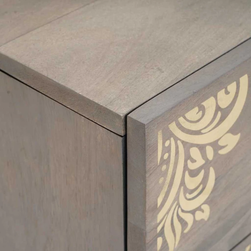 vidaXL Κομοδίνο 2 pcs Γκρι 40 x 33 x 46 εκ. Μασίφ ξύλο μάνγκο