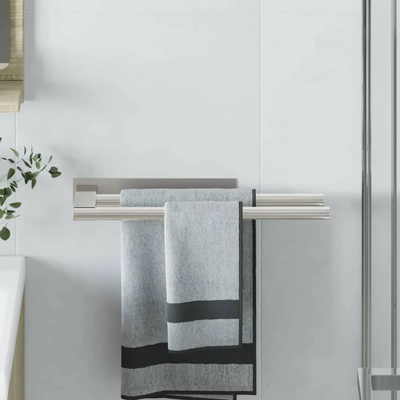 vidaXL Ράφι Πετσέτας Ασημί 40 x 9 x 4 εκ Ανοξείδωτο ατσάλι
