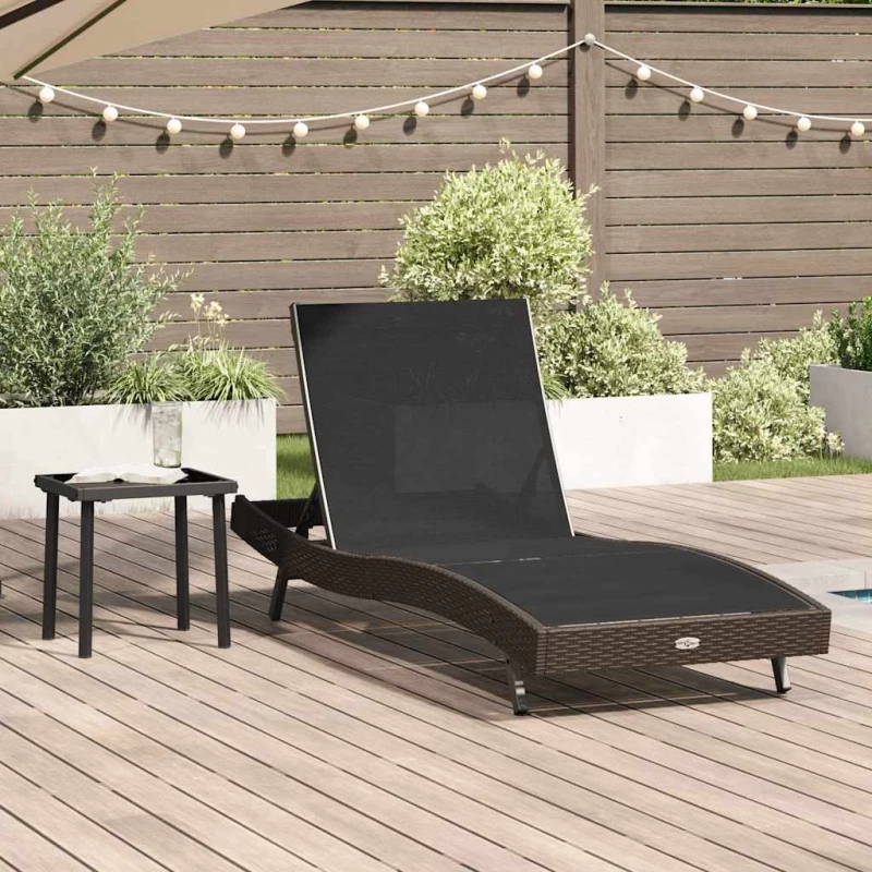 vidaXL Ξαπλώστρα με Τραπέζι 2 pcs Καφέ, μαύρο 40 x 40 x 40.5 εκ