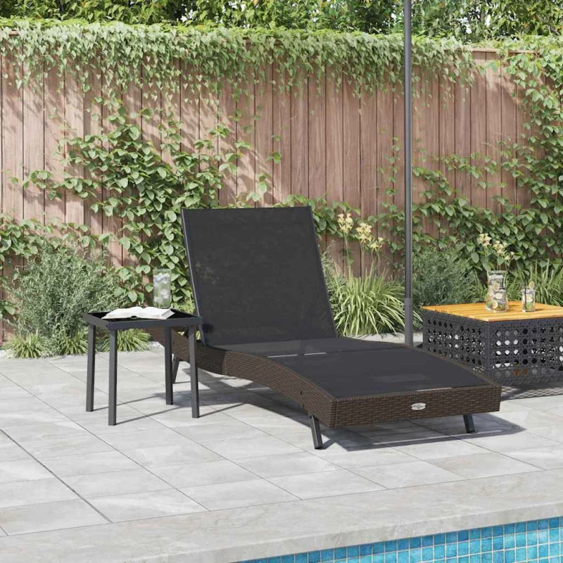 vidaXL Ξαπλώστρα με Τραπέζι 2 pcs Καφέ, μαύρο 40 x 40 x 40.5 εκ